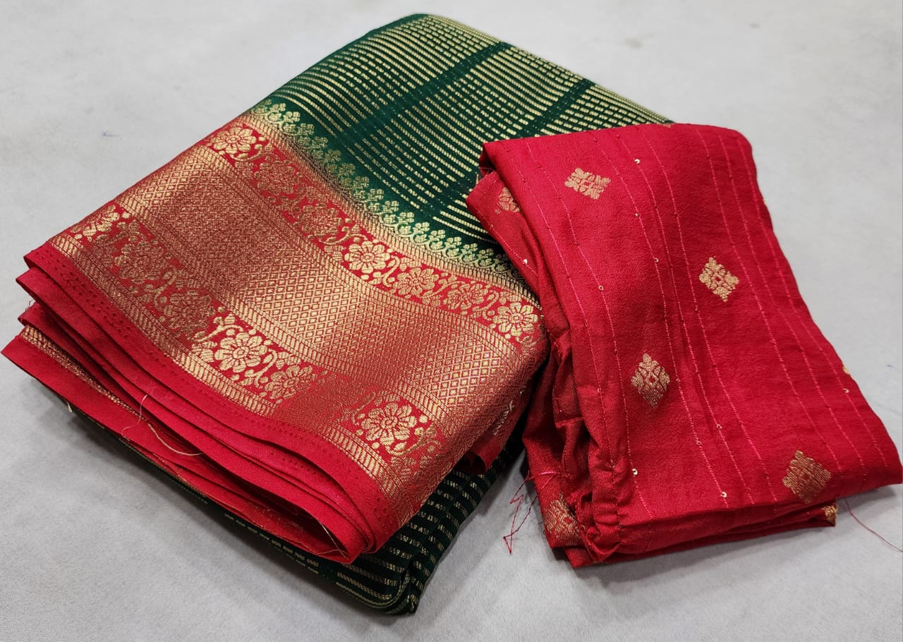 Semi Viscose Silk Saree with Contrast Design