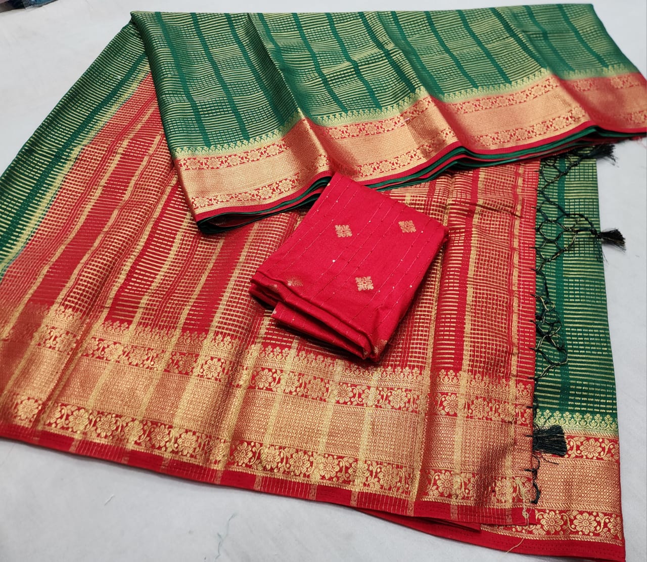 Semi Viscose Silk Saree with Contrast Design