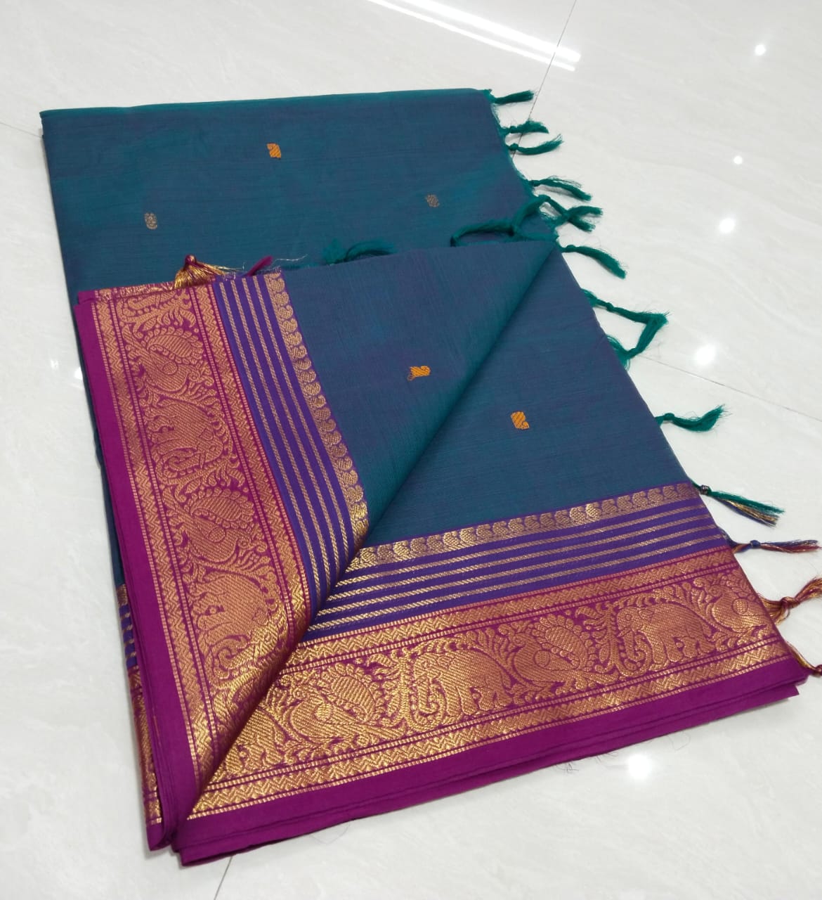 Kanchi fancy cotton sarees with Running blouse