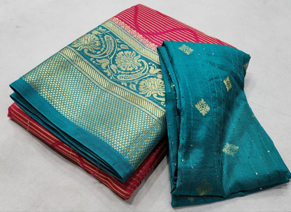 Semi Viscose Silk Saree with Contrast Design