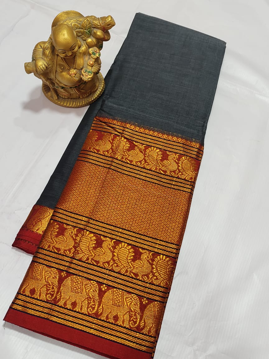 Banarasi Katan Silk Saree with Silver Zari Weaving, Brocade Blouse, and Rich Pallu