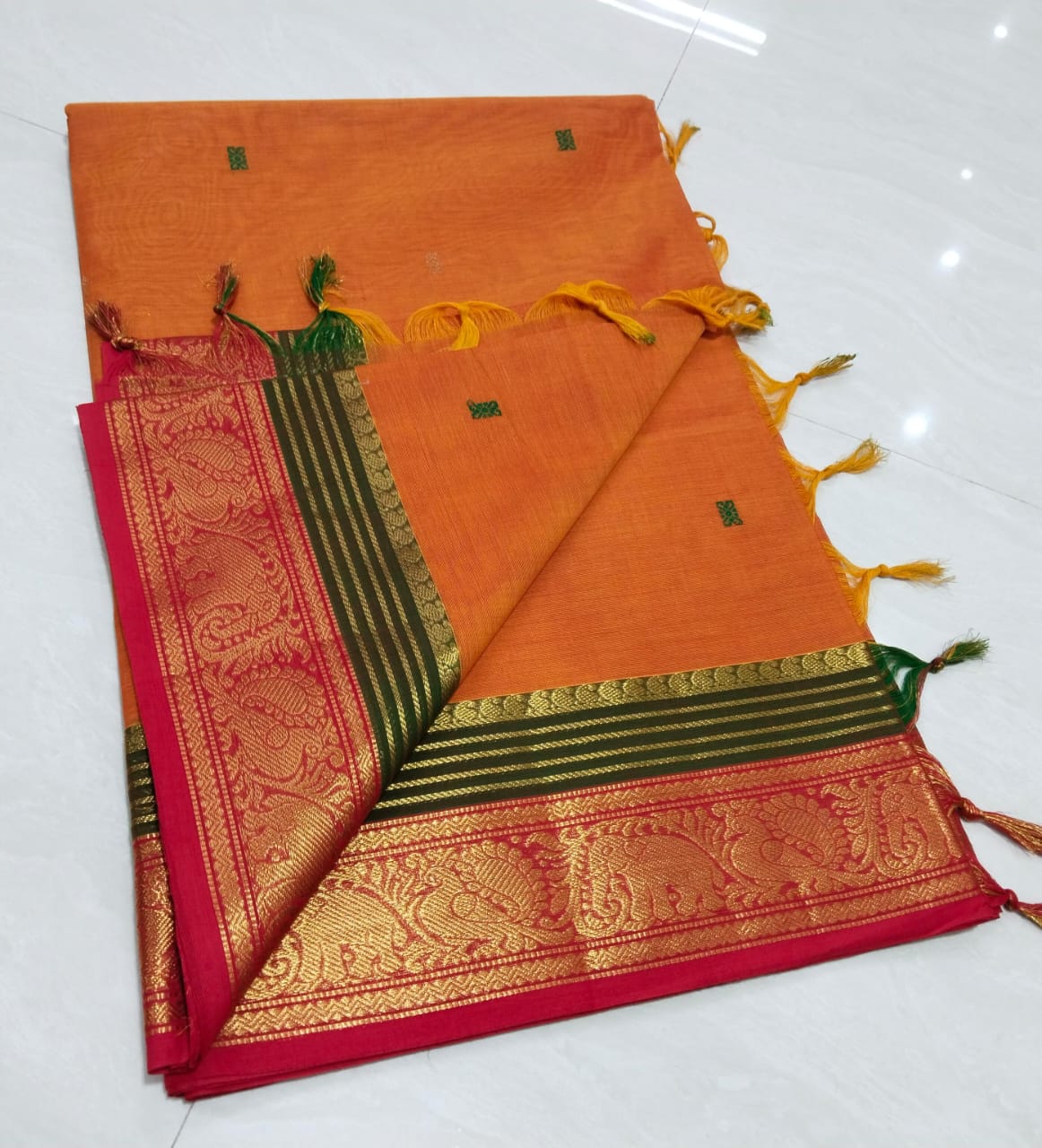 Kanchi fancy cotton sarees with Running blouse