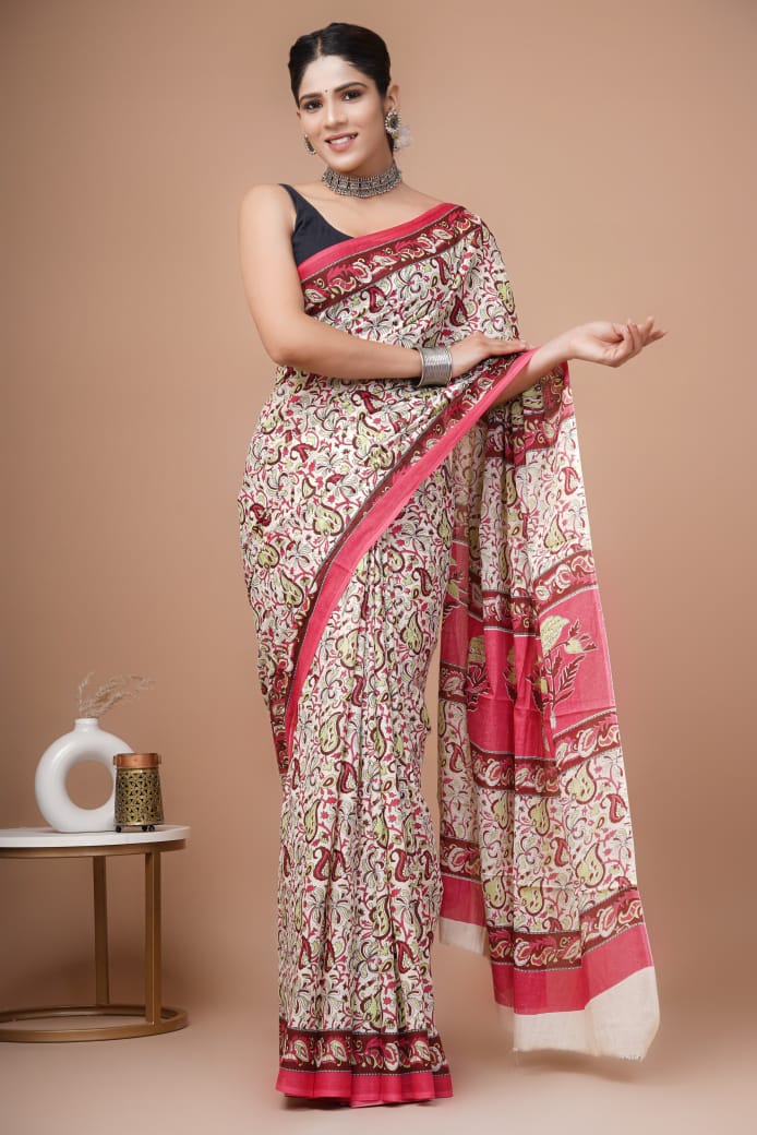 Cotton mul-mul saree with blouse