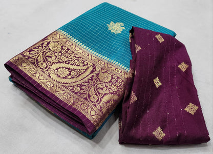 Semi Viscose Silk Saree with Contrast Design