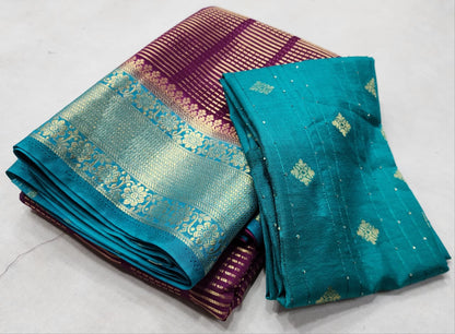 Semi Viscose Silk Saree with Contrast Design