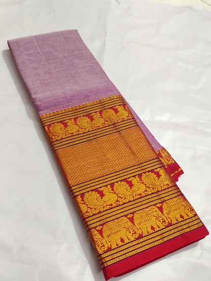 Banarasi Katan Silk Saree with Silver Zari Weaving, Brocade Blouse, and Rich Pallu