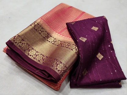 Semi Viscose Silk Saree with Contrast Design