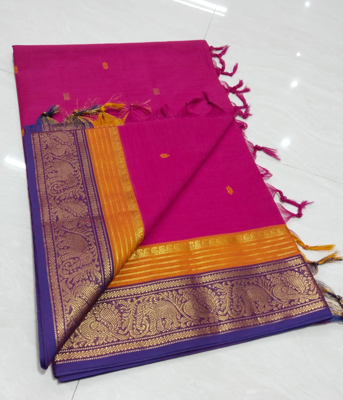 Kanchi fancy cotton sarees with Running blouse