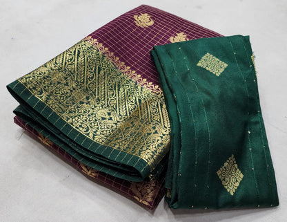 Semi Viscose Silk Saree with Contrast Design