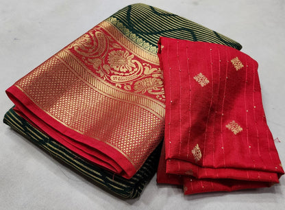 Semi Viscose Silk Saree with Contrast Design