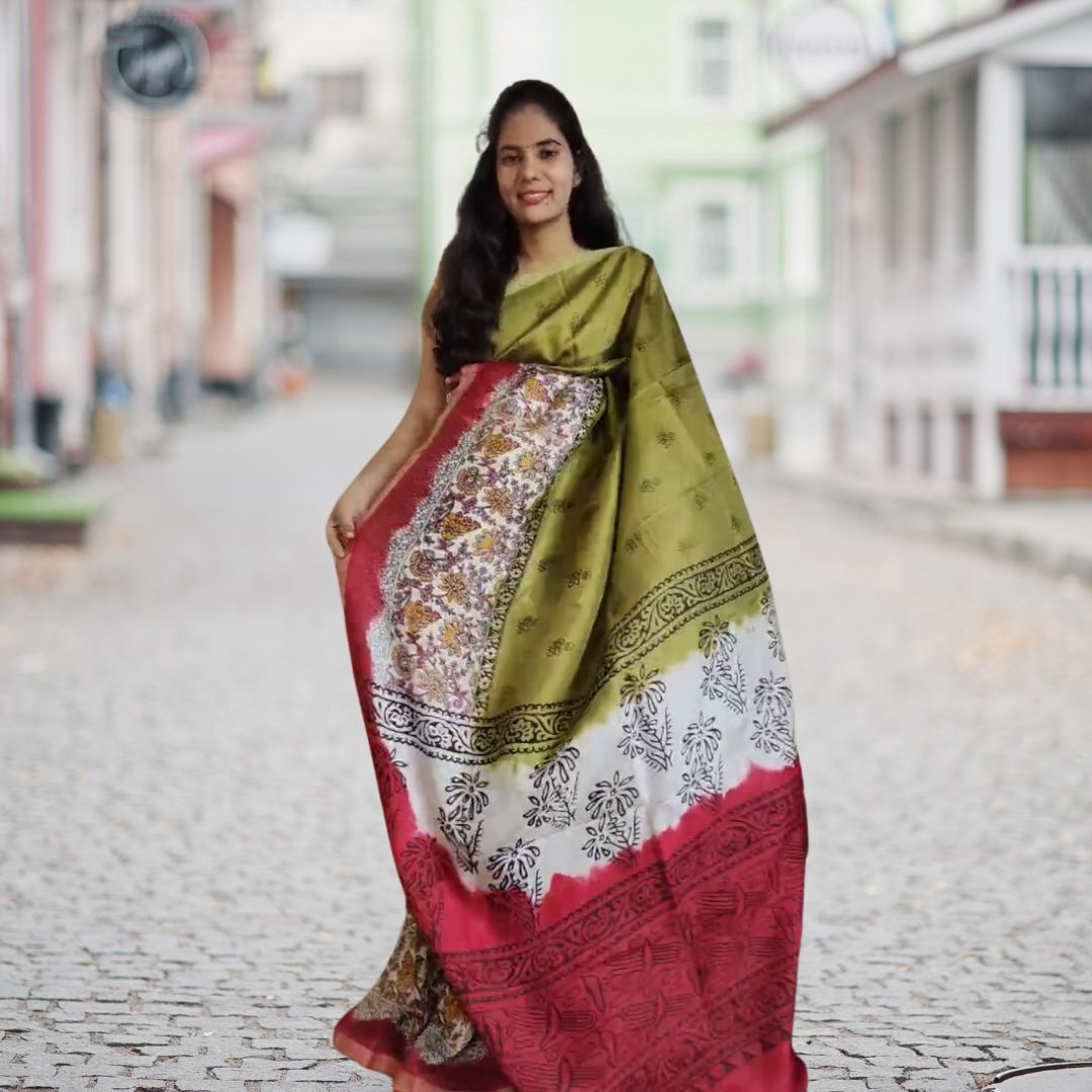 3D Khadi Tusser Jute Silk Sarees