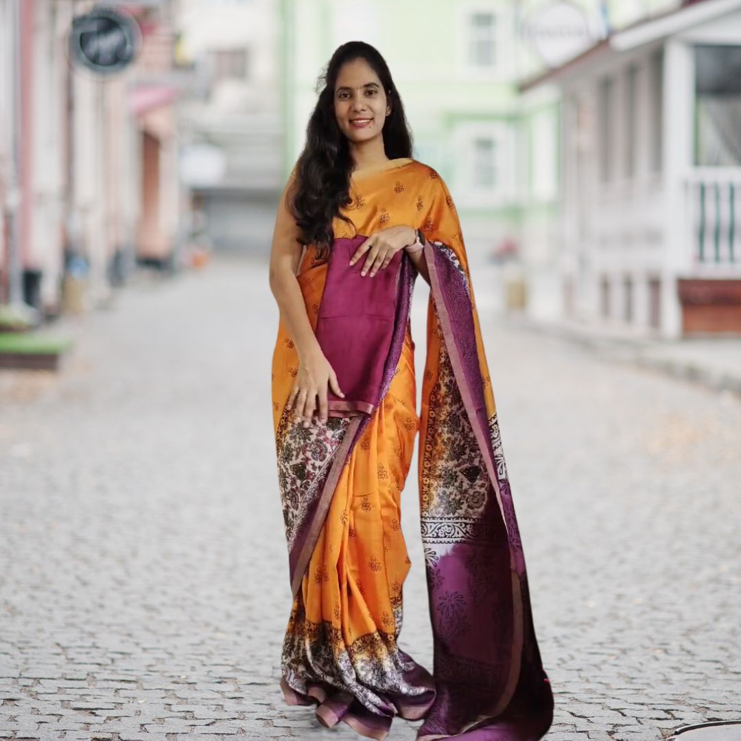 3D Khadi Tusser Jute Silk Sarees