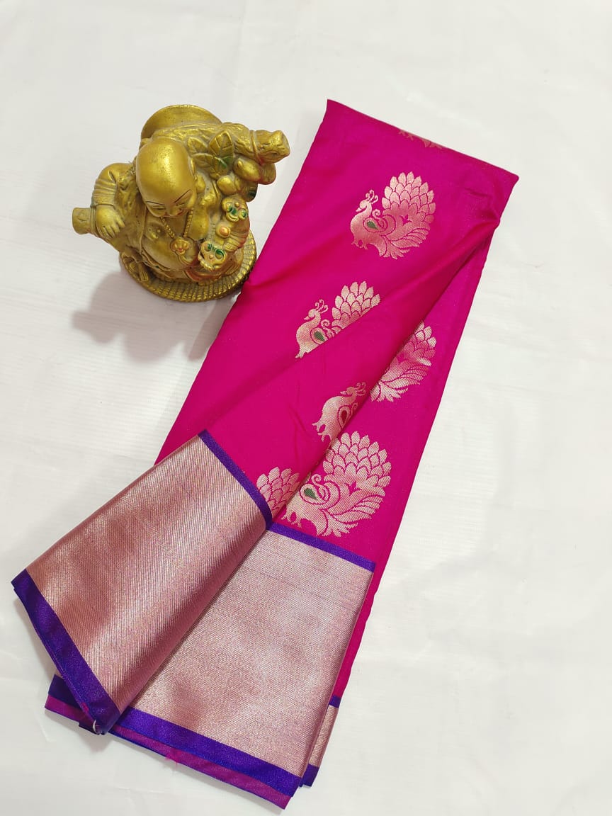 Soft Mini Kolam Saree with Rich Pallu and Exquisite Handcrafted Beadwork