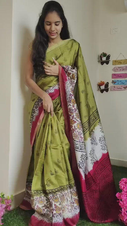 3D Khadi Tusser Jute Silk Sarees